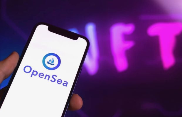 opensea app with nft purple background