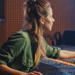 woman managing sound design